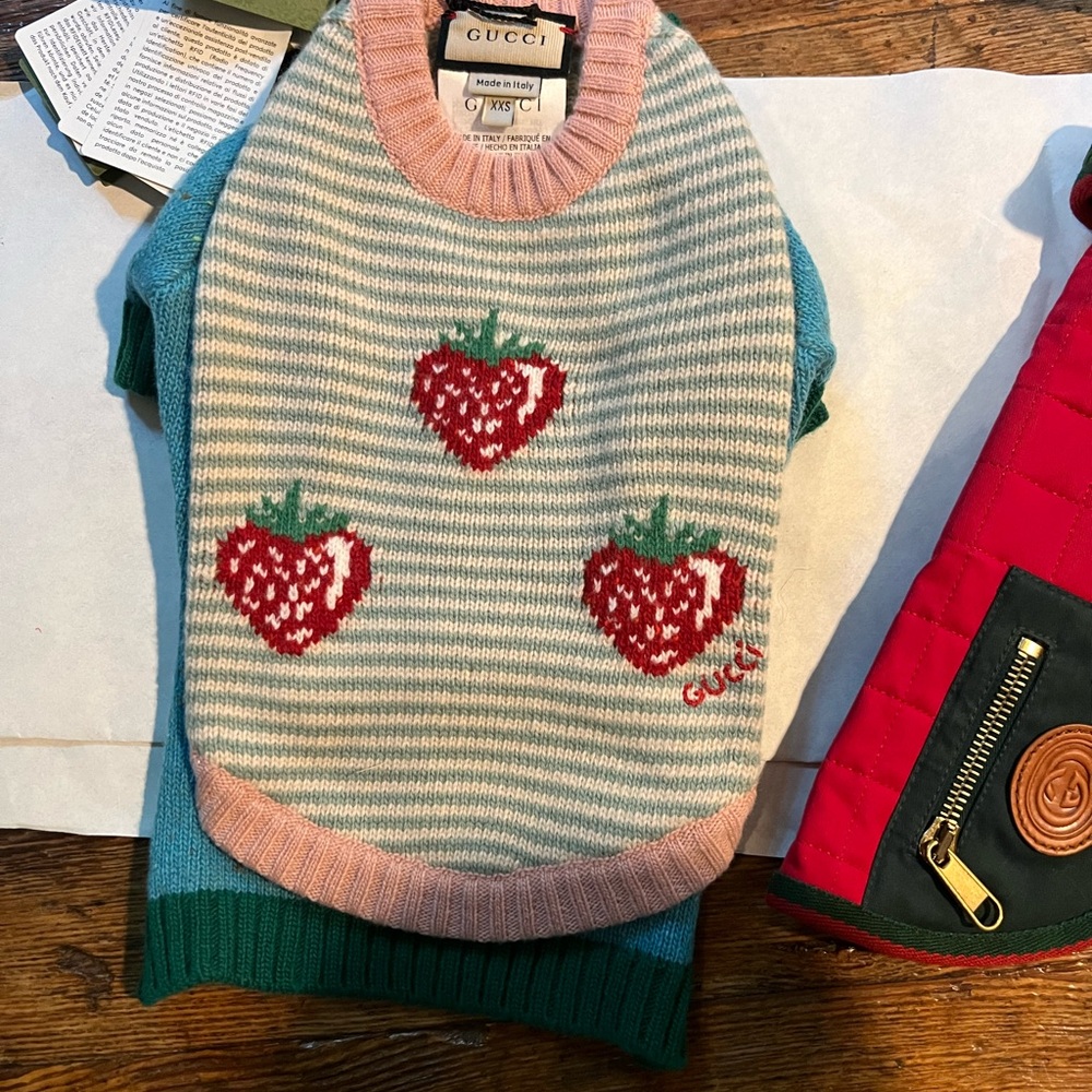 Gucci strawberry dog sweater XXS